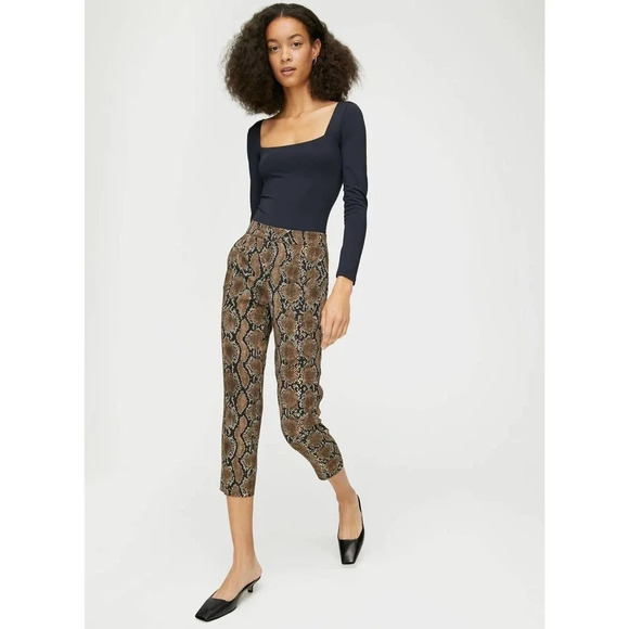 Babaton Women's Brown Snakeskin Conan Mid-Rise Slim Leg Ankle Length Size 2 NWT - Picture 1 of 14